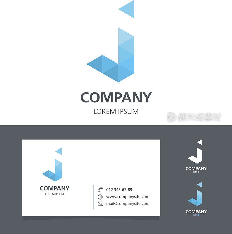 字母J -标志设计元素与名片-插图